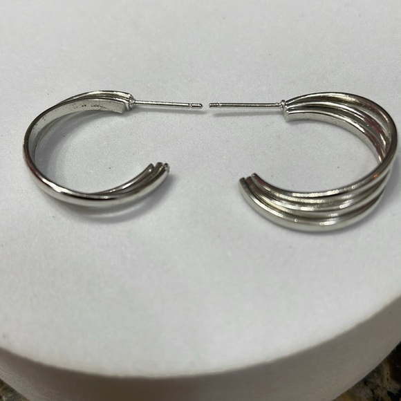 Silver Tri Hoops - Picture 6 of 6